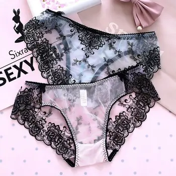 

Briefs Women's Embroidery Sexy Panties Lingerie Underwear Sheer Lace Knickers