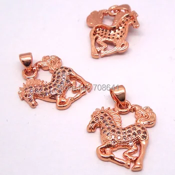 

20x22mm New Fashion Multi-color Plated Brass Micro Pave Zircon CZ Horse Shape Pendant Beads