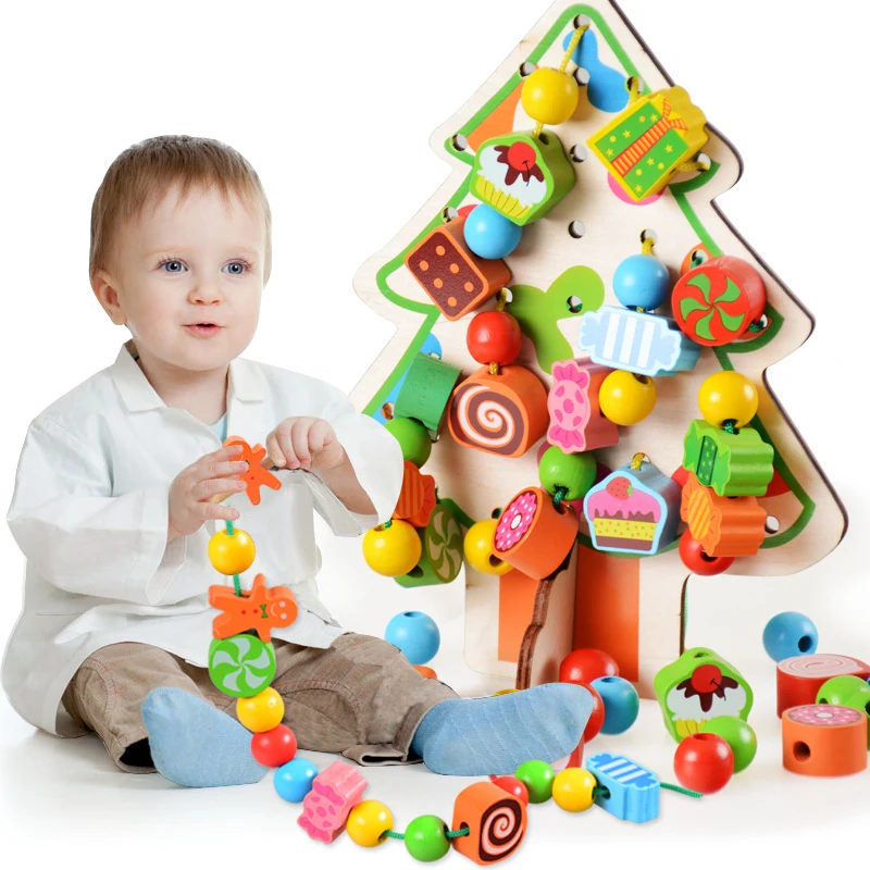 

Colourful Wooden Candy Fruit Toy Stringing Beads Tree Game Birthday Gift Children Educational