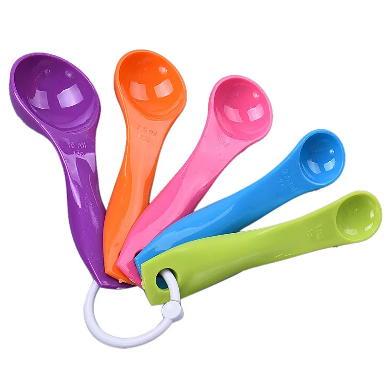 5pcs/set Measuring Spoons Colorful Plastic Measure Spoon Super Useful