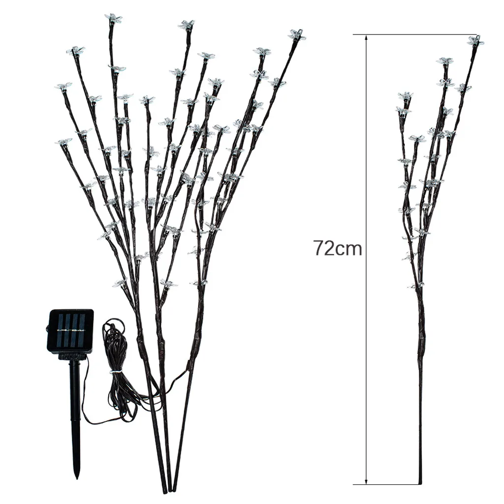 3 шт. садовые лампы для газона, стильные ветви, ветки, ветки, листья, солнечные уличные садовые 60 теплых белых светодиодные лампы для дома, лампы для газонов