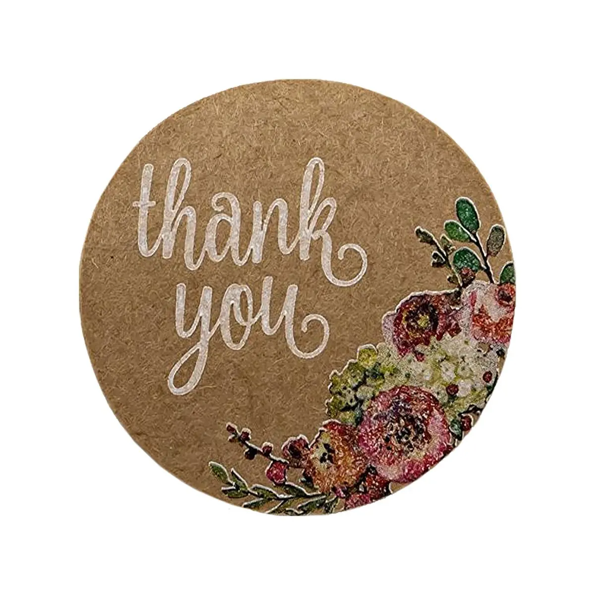 Kraft Floral Thank You Stickers-1 дюймов Круглый Этикетки/500 в упаковке