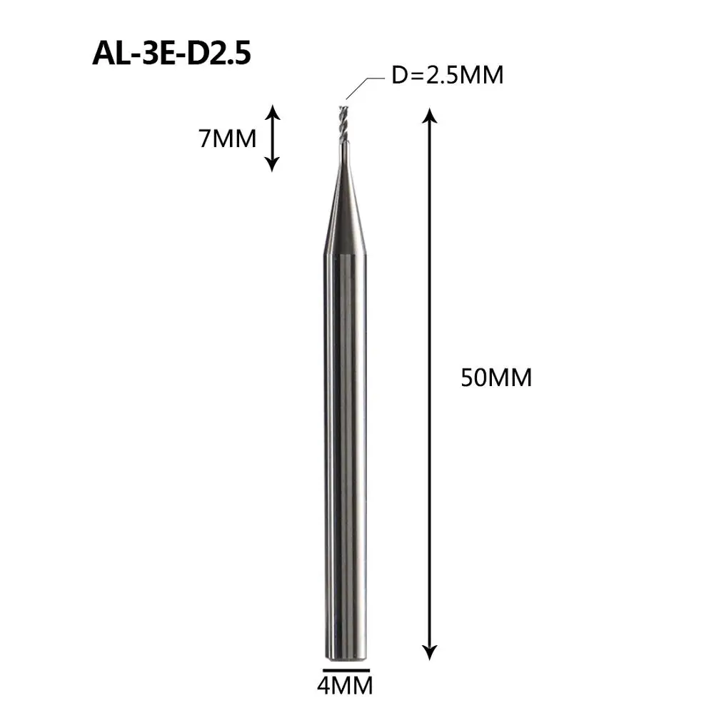 AL-3E-D2.5 AL-3E AL-3EL твердые карбида Вольфрама Конце Мельница 3 Флейта квадратная голова фреза cnc режущие инструменты алюминиевый катер фреза - Длина режущей кромки: AL-3E-D2.5