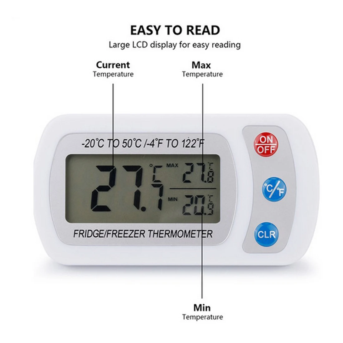 ЖК-дисплей цифровой термометр крытый холодильник, морозильник Температура метр с подвесным крюком термометр Беспроводной электронный