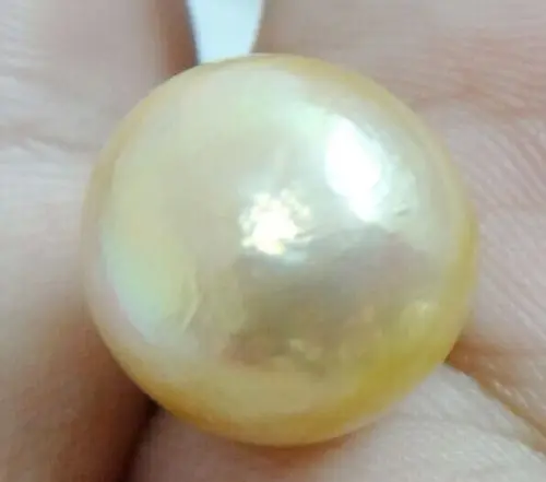 

huij 00697 NATURAL SOUTH SEA GENUINE GOLD ROUND LOOSE PEARL