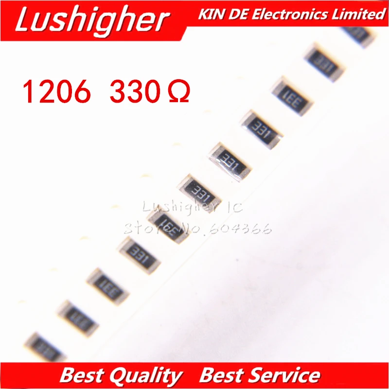 100 шт. 1206 SMD резистор 5% 330 Ом 331 330R 330ohm