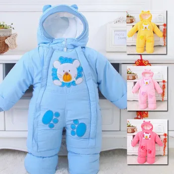 

Thick Warm Newborn Jumpsuit 2018 New Winter Baby Boutique Clothes Bear Cute Outwear Infant Costumes Long Sleeves Rompers