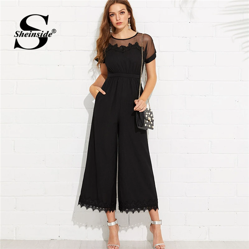 Round Neck Plain Short Sleeve Jumpsuits