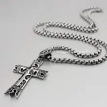 316L из нержавеющей стали, Корона крест кулон мужские байкерские Рок Панк Стиль 4T020 стальное ожерелье 24 дюйма