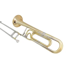 F/Bb ключ двойная горка тромбон латунные Музыкальные инструменты Лак Серебряный тромбон медный корпус с пенопластом и мундштуком