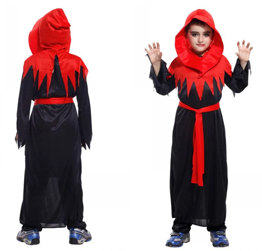 Хэллоуин косплея демон вампир ужас robe/парик/ремень платье полный набор детей детская одежда костюмы