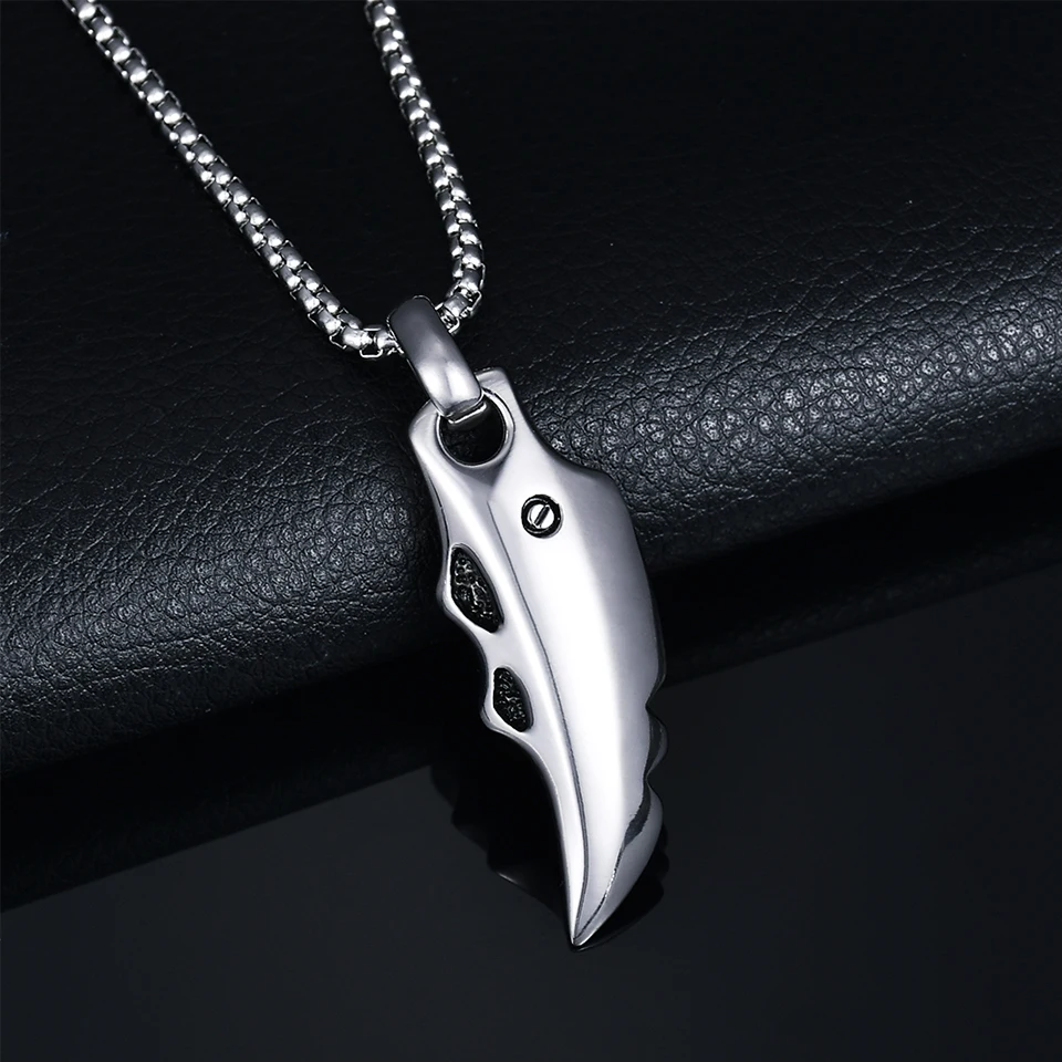 YANGQI Stainless Steel Knife Shape Pendant Necklace Primitive Man Stone Knife Necklace Norse Viking Wolf Tooth Statement Jewelry YANGQI Stainless Steel Knife Shape Pendant Necklace Primitive Man Stone Knife Necklace Norse Viking Wolf Tooth Statement Jewelry
