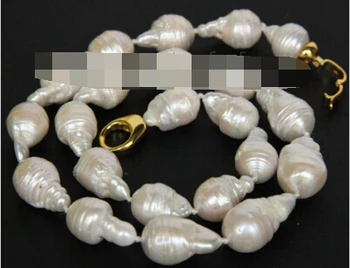 

FREE SHIPPING natural 18"baroque white Reborn keshi pearls necklace