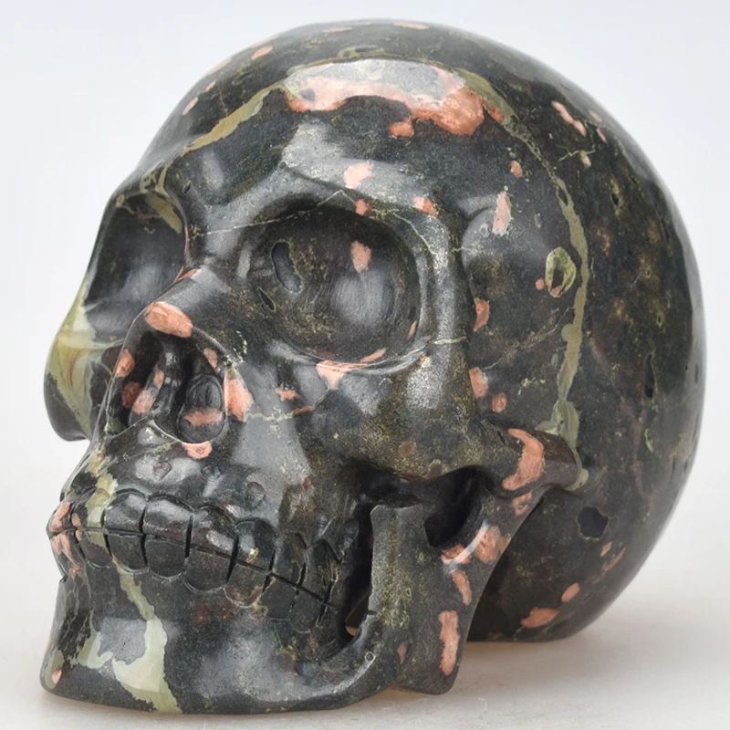 

5 '' Realistic Quartz Crystal Skull Reiki Healing Stone Statue Natural Plum Stone Carved Crystal Skull Sculpture Home Decor
