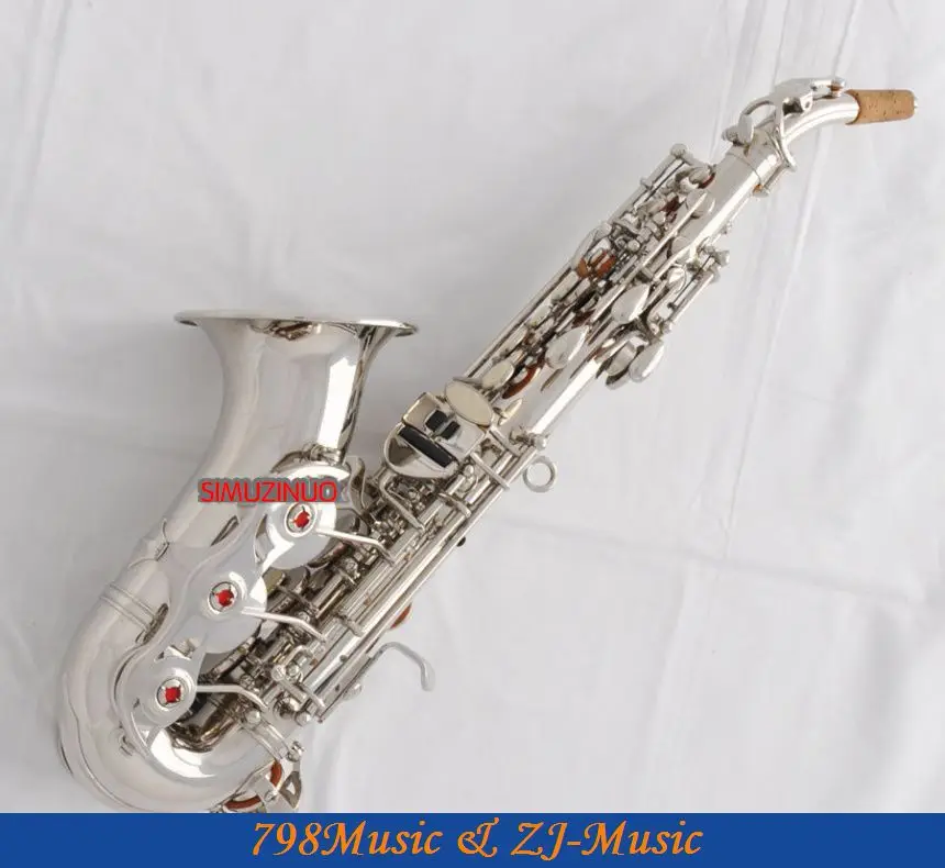 Посеребренный изогнутый саксофон сопрано Bb ключ к высокому F ключ