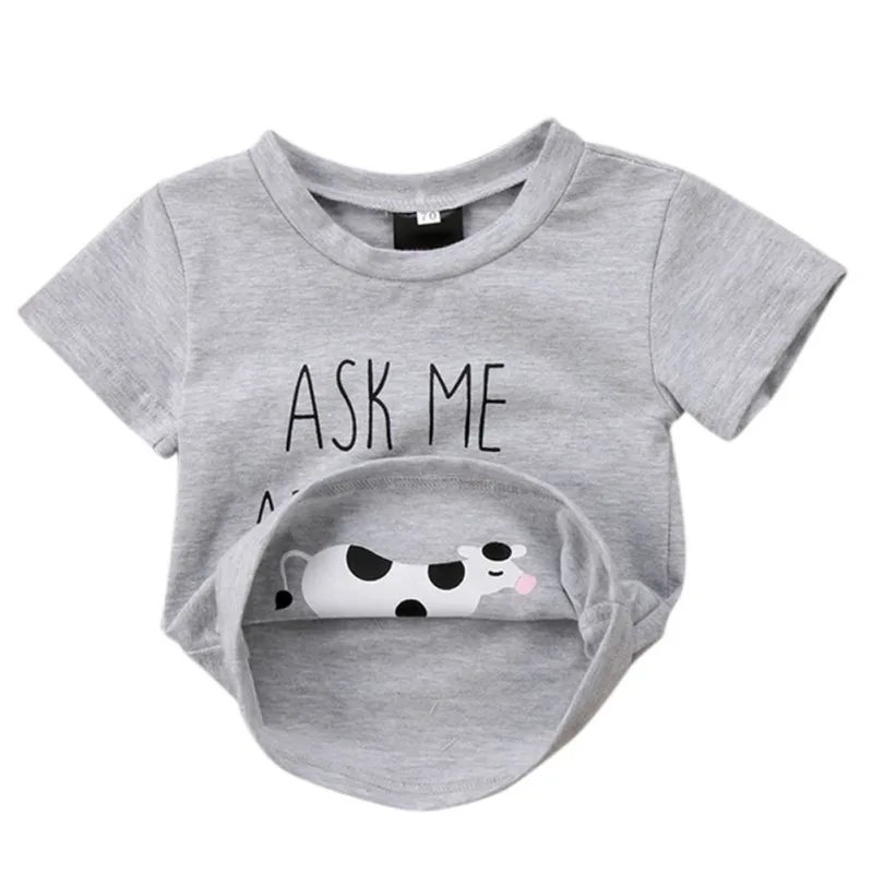 Забавная футболка для мальчиков новые рубашки с надписью Ask me Moo Cow детские топы