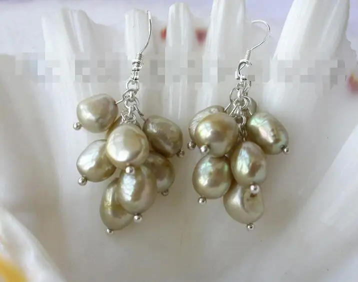 

Free Shipping >>stunning 10mm baroque champagne freshwater pearl dangle grape earrings m430 Email