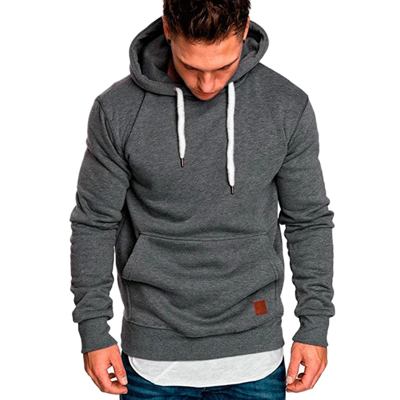 

Warm Hip Hop Pocket Drawstring Hooded Sweatshirt Men Fashion Casual Solid Color Stretch Knitted Pullovers Sweatshirt Moleton 5XL