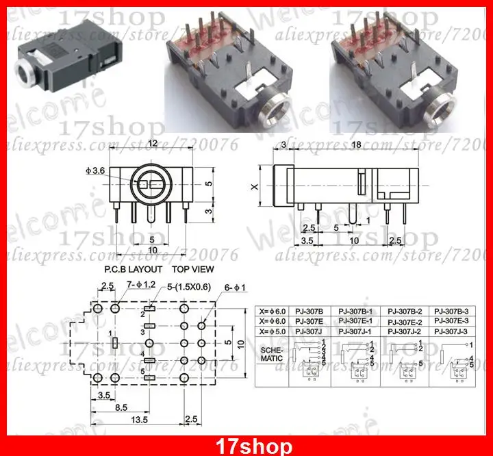 200PCS x 11 PIN 1 8 3 5mm Stereo Socket With switch PCB Panel Mount FOR Headphones