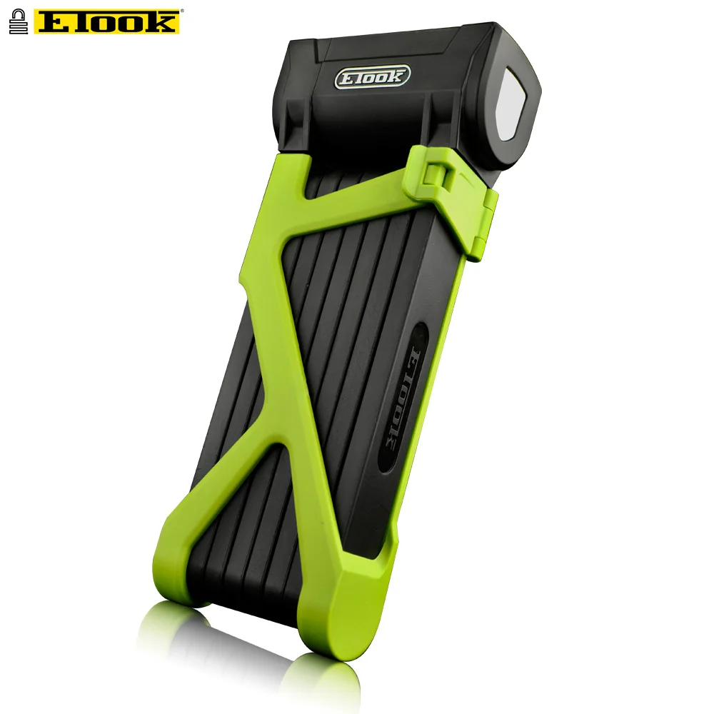 Etook Bicycle Lock Folding Mountain Bike Lock Strongest Anti Theft Heavy Duty Motorcycle Lock For Electric Bike ET590 - Цвет: green holder