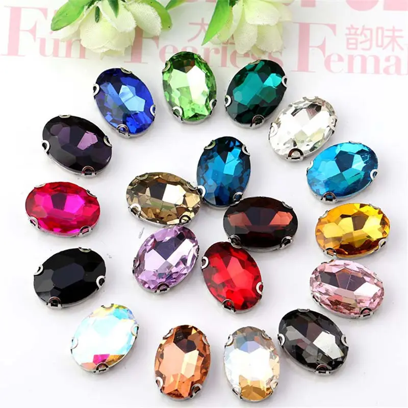 

100pcs/lot 6x8, 8x10,10x14,13x18,18x25mm Mix Colors Rectangle Fancy Stone With Claw Setting Sewing Glass Crystal beads