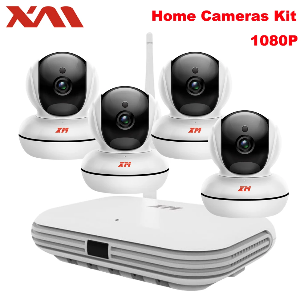 XM 4CH Беспроводная CCTV система 1080P HD NVR ИК Ночная IP камера wifi безопасности комплекты