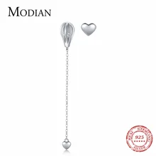 Modian, настоящее 925 пробы, серебряные серьги-гвоздики в форме сердца, модные милые горячие шары для женщин, прозрачные CZ серебряные ювелирные изделия