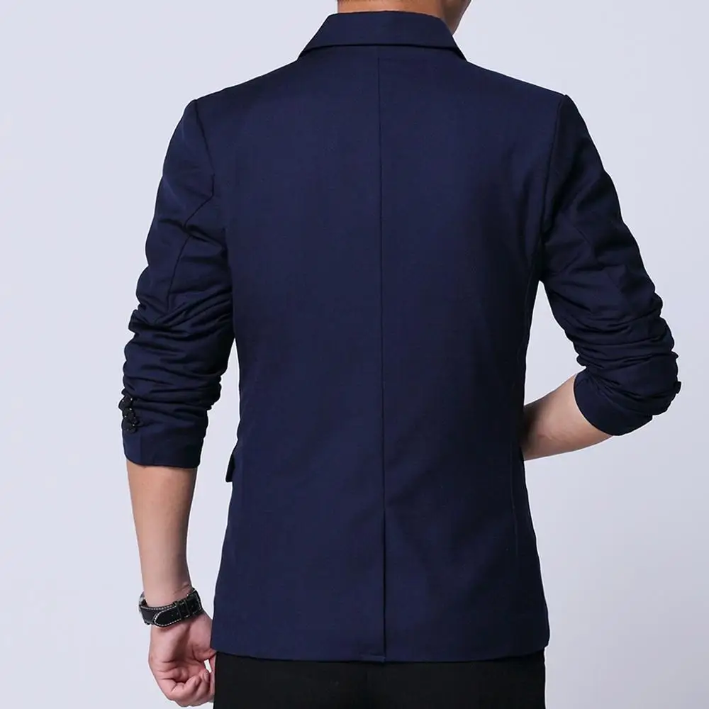 Men's Fashion New Style One Button Suit For Self-Cultivation Pure Color Coat Formal Jacket Man Slim Male Suit L15