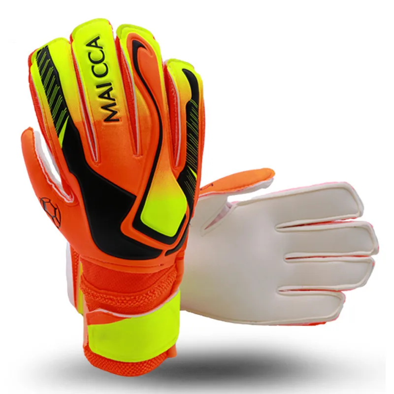 

Kids Adults Size Soccer Goalkeeper Gloves Professional Thick Latex Soccer Goalie Gloves With Finger Protection 5 finger save