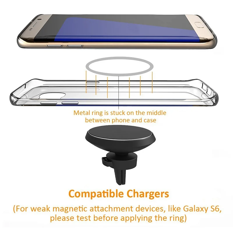 Magnetic QI Wireless Car Charger Mount Flexible Rotation Magnetic Air Vent Magnet Car Charge Holder Stand for Samsung Galaxy