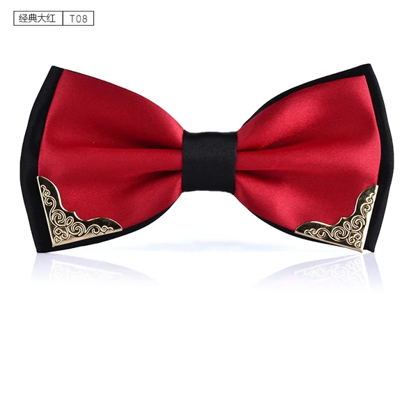 Роскошный бутик Модные металлические галстуки-бабочки для мужчин и женщин Свадебная вечеринка бабочка галстук-бабочка Gravata тонкий черный галстук-платок - Цвет: T08