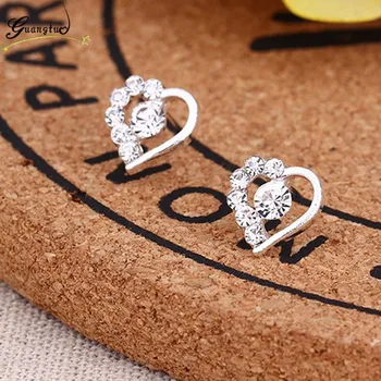 Mignon Bijoux cristal coeur boucles d'oreilles pour les femmes fête quotidienne porter des Bijoux accessoires de mariage en gros Brincos petite boucle d'oreille