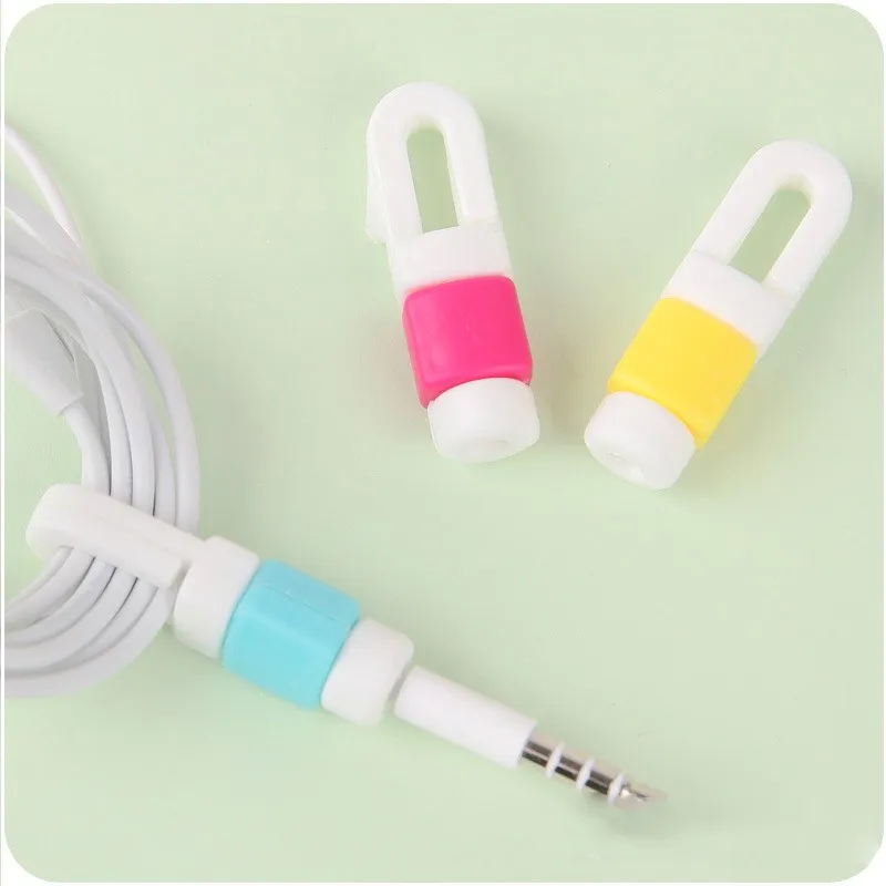 50 шт./партия цветной USB кабель для наушников 2 в 1, защитный кабель для наушников, устройство для подмотки кабеля, защита кабеля данных