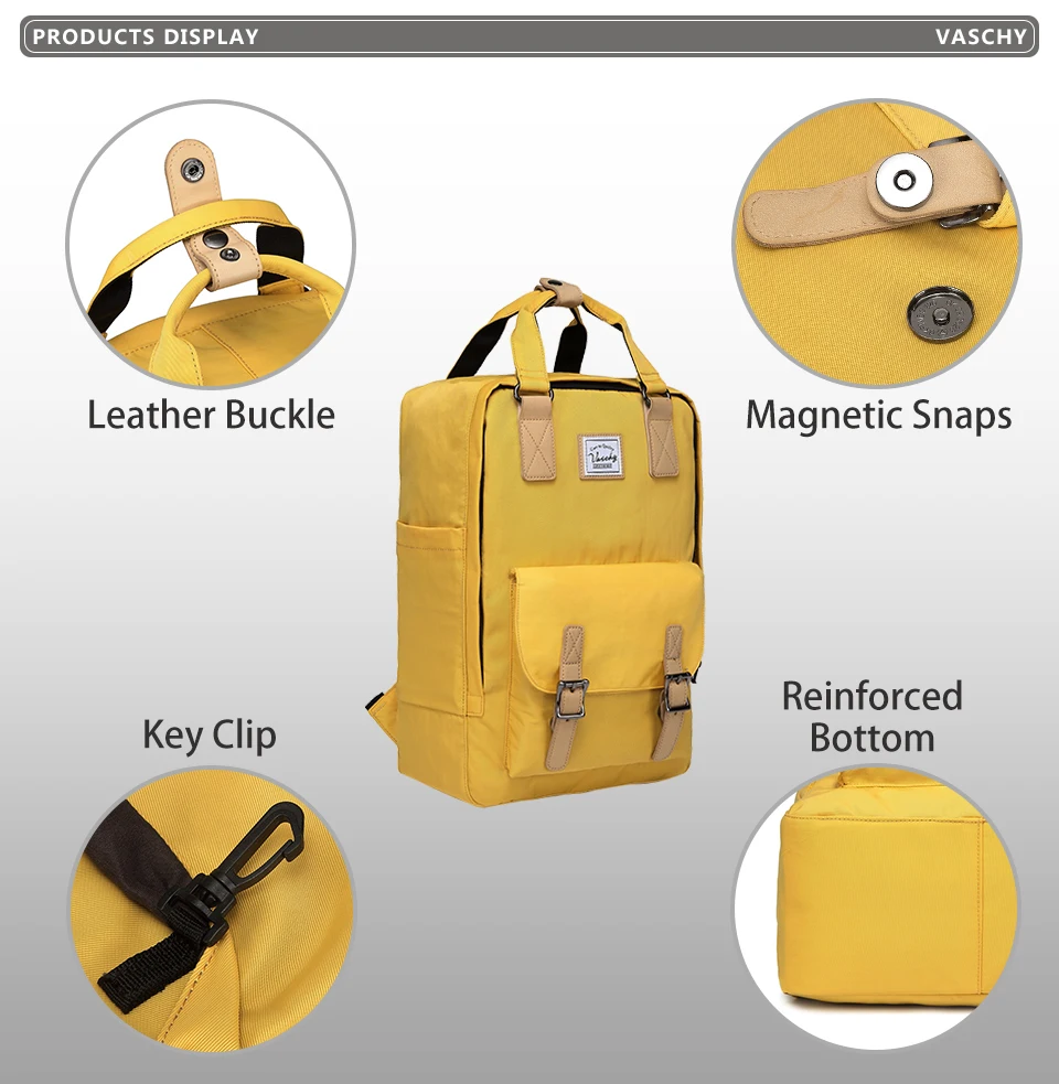 VASCHY, женский рюкзак, Повседневный, 15 дюймов, рюкзак для ноутбука, для женщин, водостойкий, дизайнерский, высокое качество, рюкзак, школьный ранец