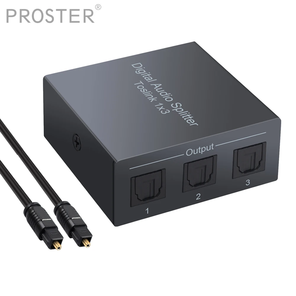 Цифровой оптический сплиттер Toslink Proster из алюминиевого сплава 1x3 SPDIF 3 выхода