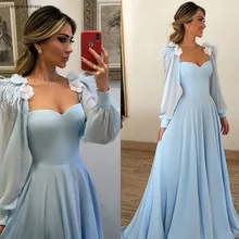 2019 Madre de la novia vestidos azul celeste mangas largas formal madrina fiesta de noche invitados vestido de talla grande hecho a medida