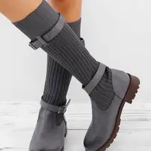 Puimentiua/Новое поступление; сезон осень-зима; модные эластичные сапоги до середины голени; пикантные женские сапоги-чулки на толстом каблуке размера плюс