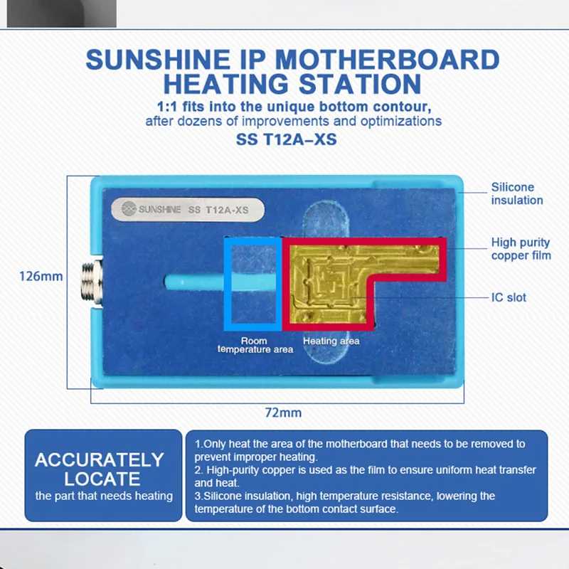 SS T12A материнская плата CPU PREHEATER для IPHONE X/XS MAX лучшее обслуживание разборная