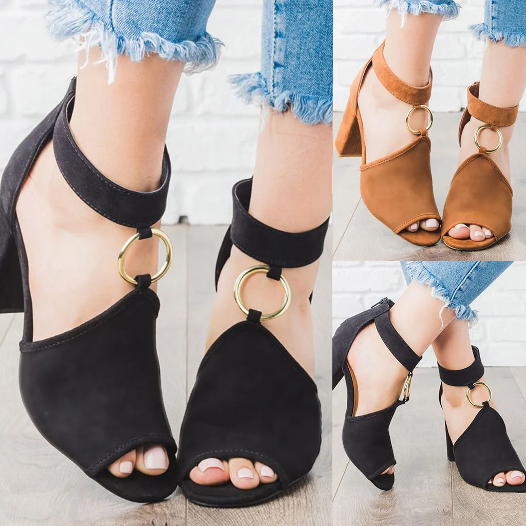 

Hot New platform sandals Shoes Women Hollow Open Toe Strap Buckle Thick Heel Breathable Roman Shoes sandalias mujer 2019 #19621