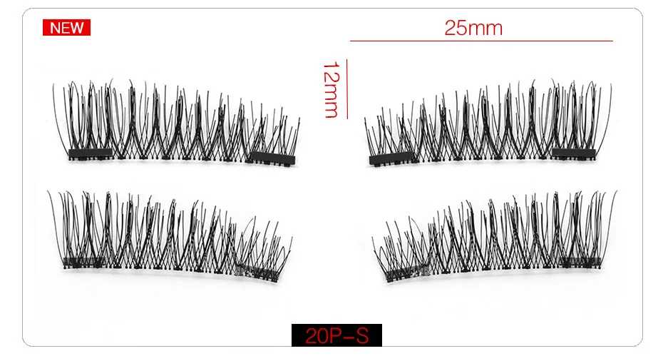 BBL 4 шт./пара 6D Магнитная ресницы с 2 магнита Ленточные Накладные ресницы ручной природных длинный/крест-накрест распредвала/конусовидный ресниц - Длина: 20P-S