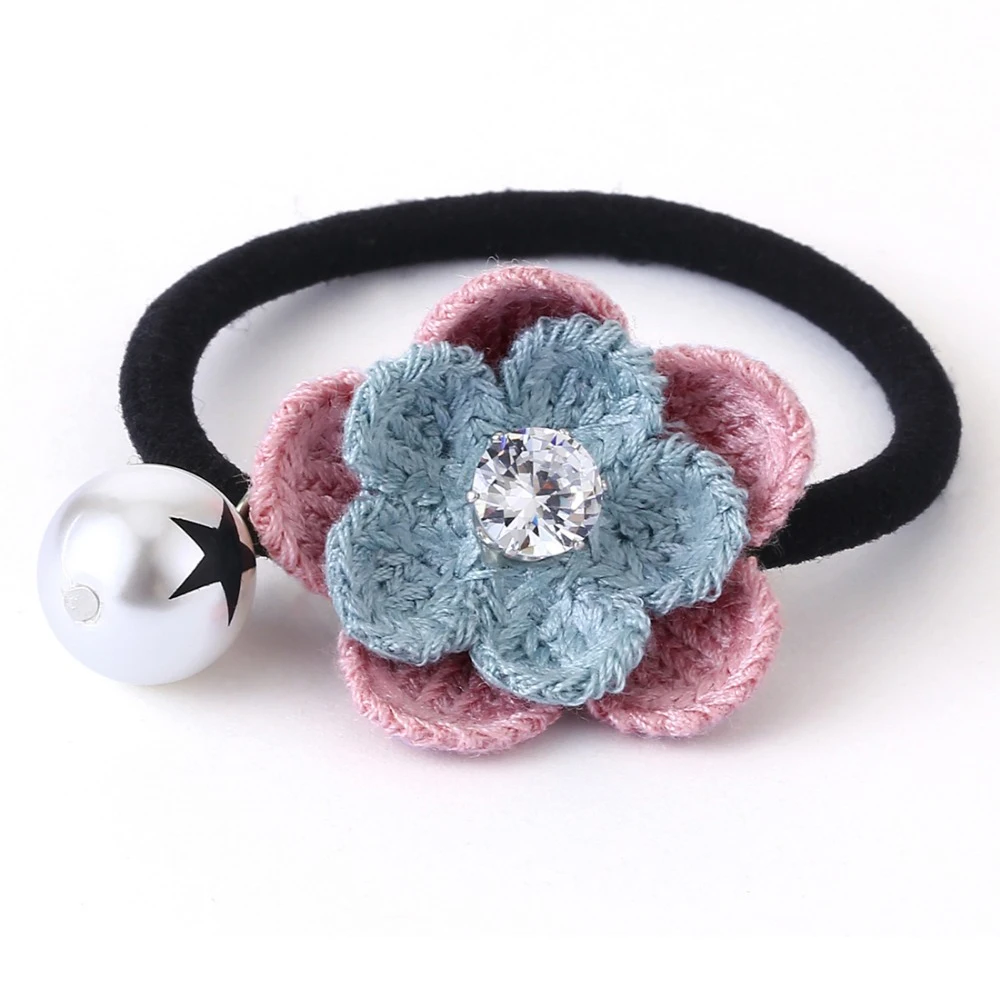 Fashion Hair Bands Knitting Wool Flower Hairbands Hair Ties Girls