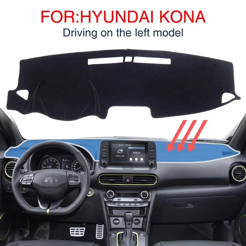 Dash коврик Dashmat черный ковер Обложка для Hyundai Kona 2017 2018 2019 Kauai аксессуары