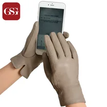 GSG перчатки из натуральной кожи для женщин, женские перчатки из овчины с сенсорным экраном, женские кожаные перчатки s, варежки, черные перчатки для вождения