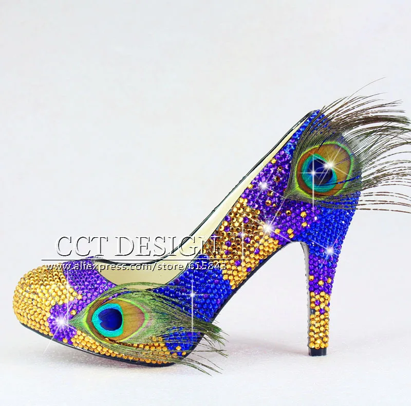 gold and royal blue heels