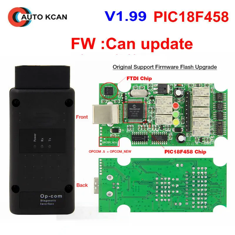 

Newest High Quality OP COM V1.99 & V1.59 2014V OP-COM with real pic18f458 chip can be Flash Update Diagnostic Tool
