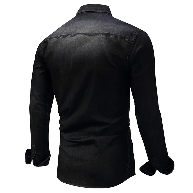 ABOORUN высококачественные мужские джинсовые рубашки с передними карманами, приталенные джинсовые рубашки из чистого хлопка, рубашки с длинным рукавом для мужчин x564