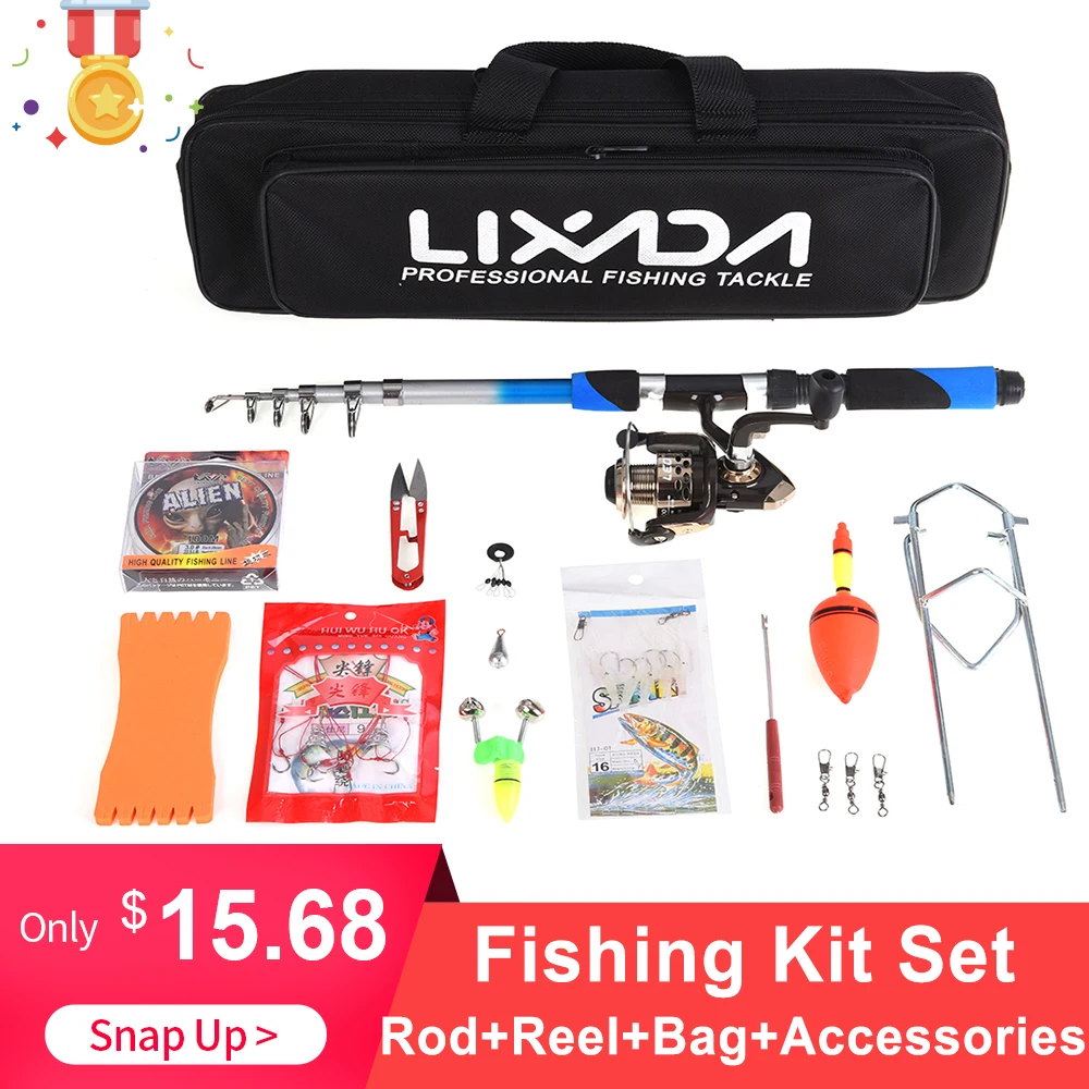 Lixada تلسكوبي الصيد رود كومبو 2.1 m الألياف الزجاجية قضيب 5.2: 1 الغزل بكرة الصيد الطعم هوك النايلون حقيبة الصيد الصيد كيت Lixada تلسكوبي الصيد رود كومبو 2.1 m الألياف الزجاجية قضيب 5.2: 1 الغزل بكرة الصيد الطعم هوك النايلون حقيبة الصيد الصيد كيت