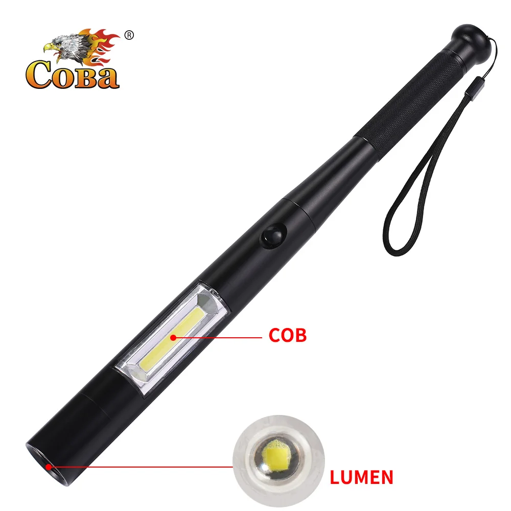 

Coba led torch flashlight big size cob self defense flash lamp new applicable all metal lights use 3*AA battery waterproof