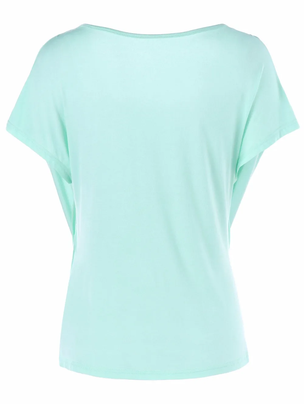 VESTLINDA Ruched Sequined Short Sleeve T-Shirt Women T Shirt Summer Casual Cowl Neck Solid Color Top Fashion Women Clothing Tees 4