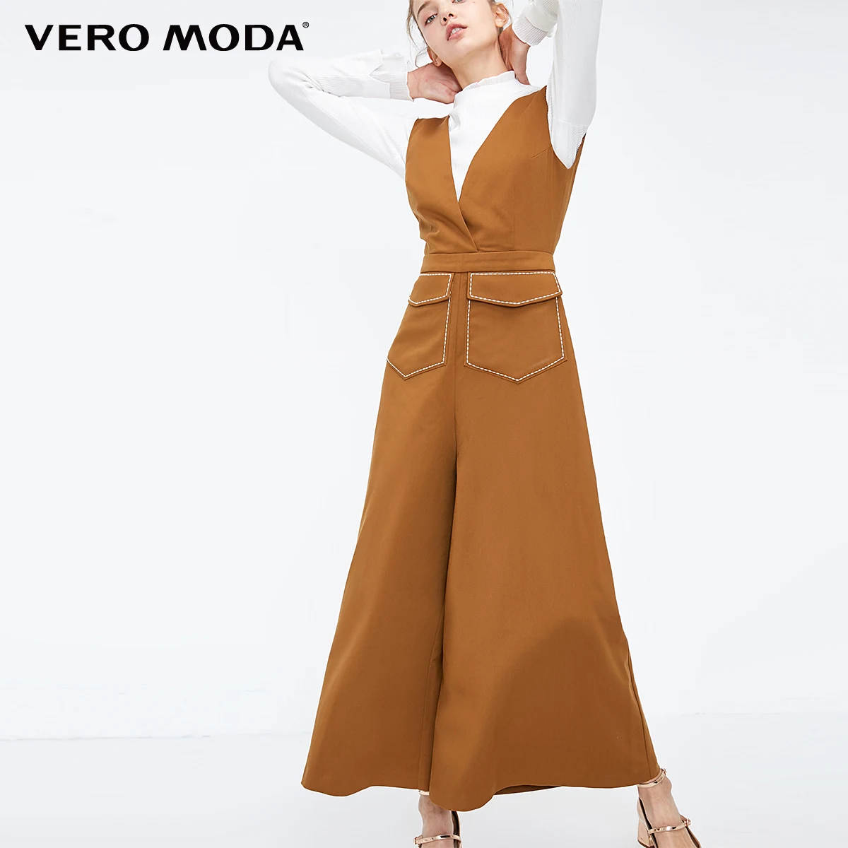 Vero Moda женский укороченный комбинезон с видимыми стежками | 318344513 - Цвет: Burnt caramel